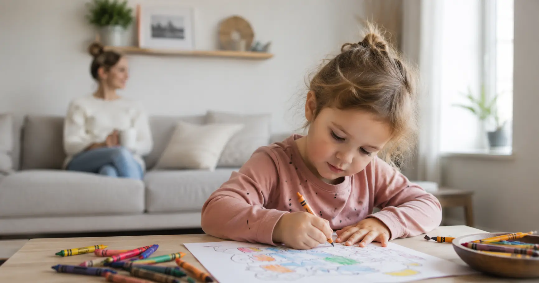 Child working independently on a printable table activity