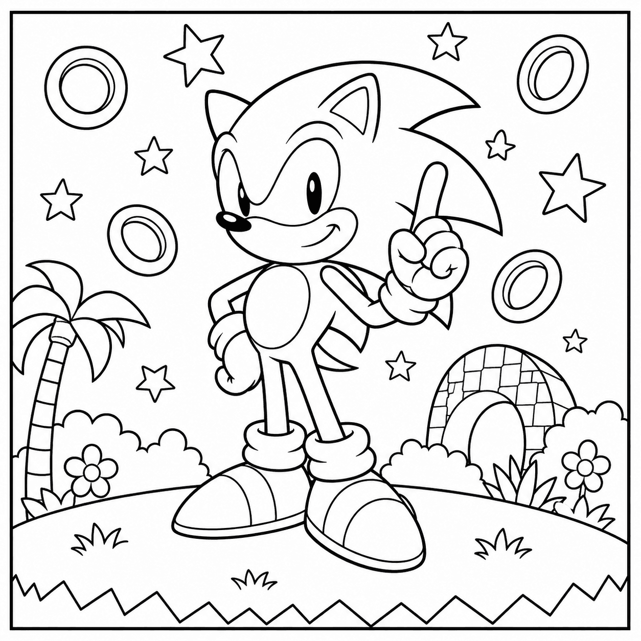 Free printable sonic coloring page 1