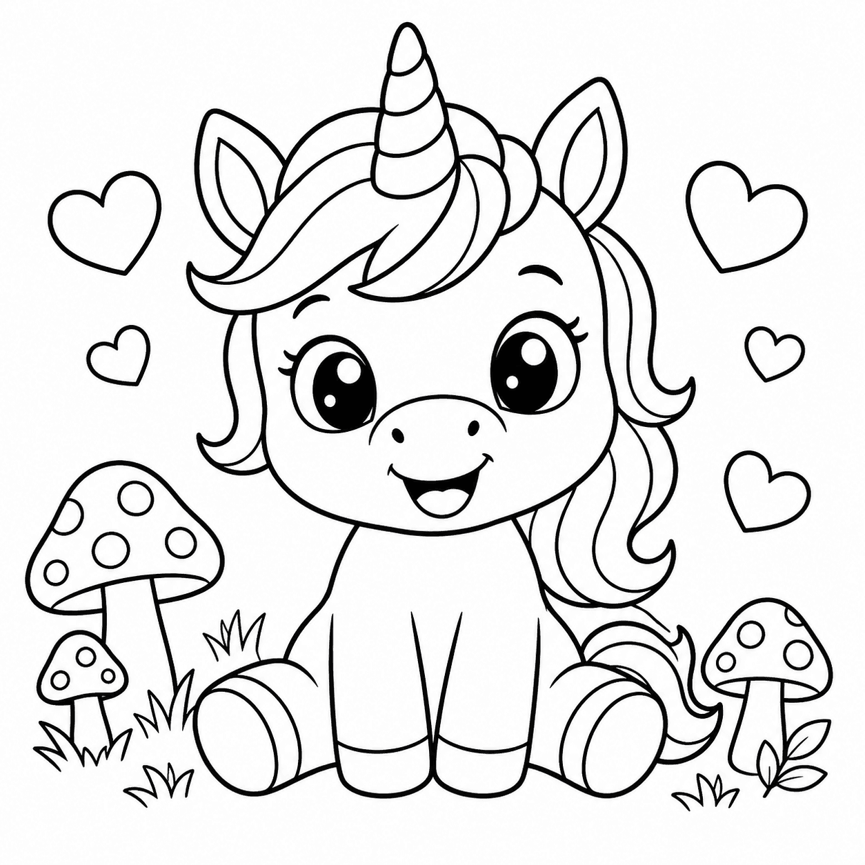 Free printable unicorns coloring page 3