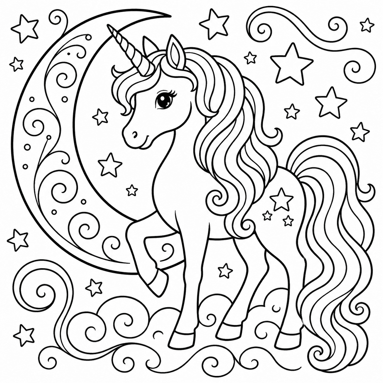 Free printable unicorns coloring page 4