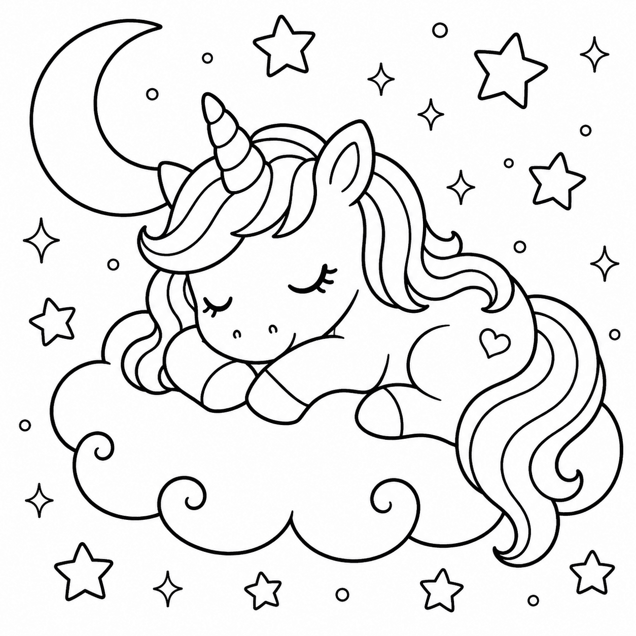 Free printable unicorns coloring page 9