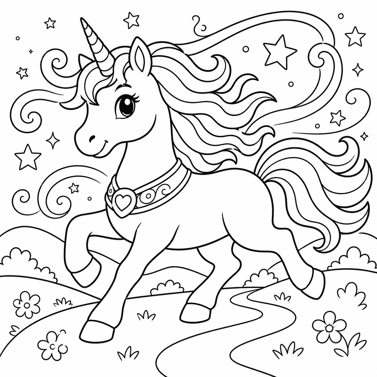 Free printable unicorns coloring page 10