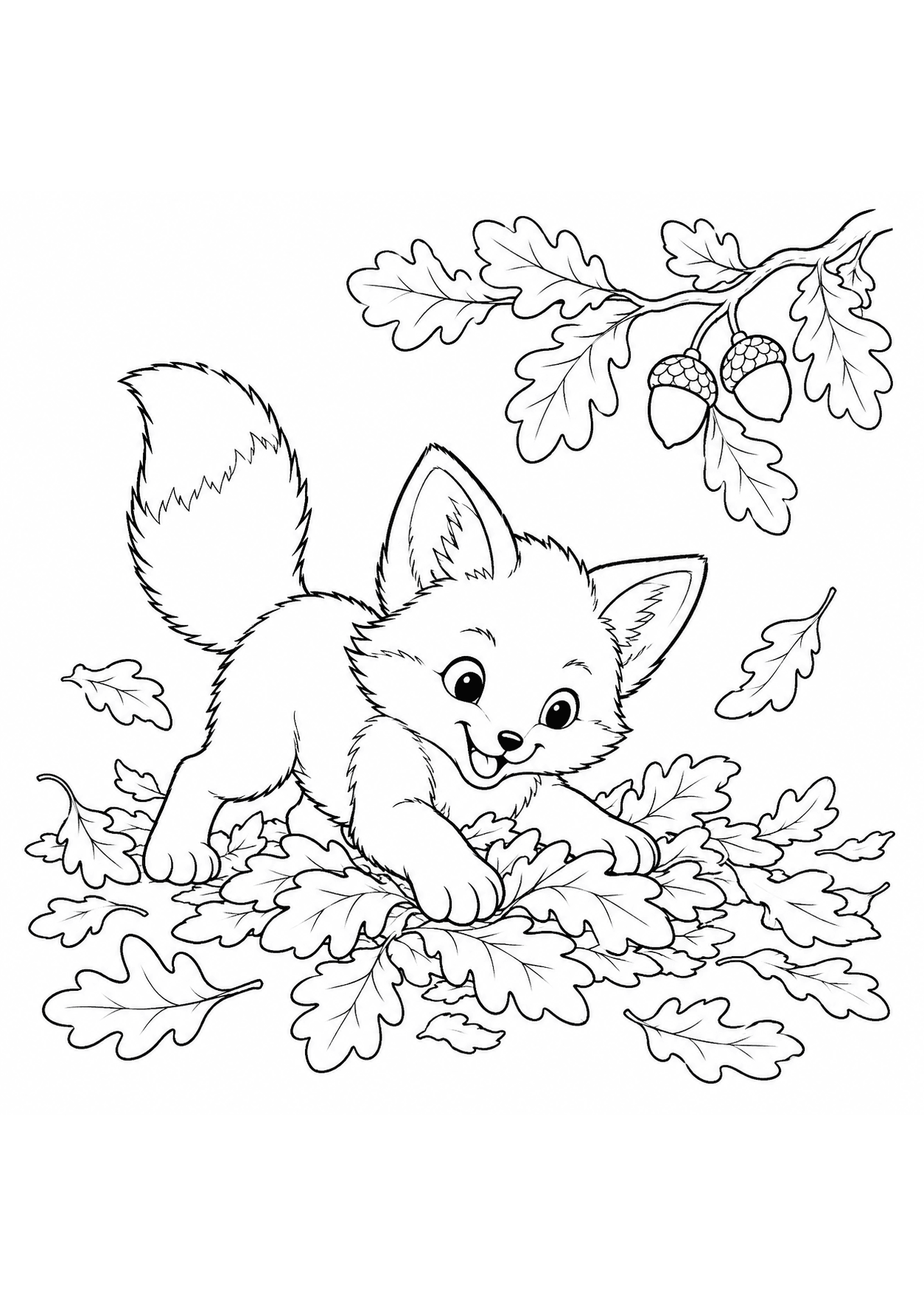 Fox cub playing in fallen leaves from the expanded autumn collection