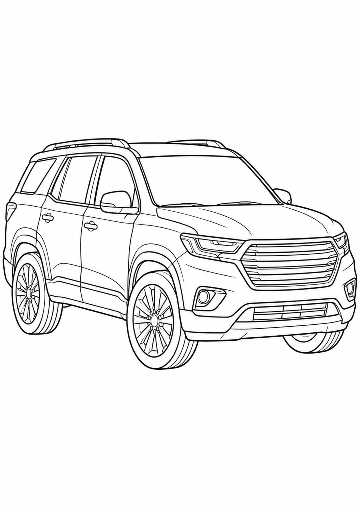 Easy SUV coloring page of a family sport utility vehicle with large windows