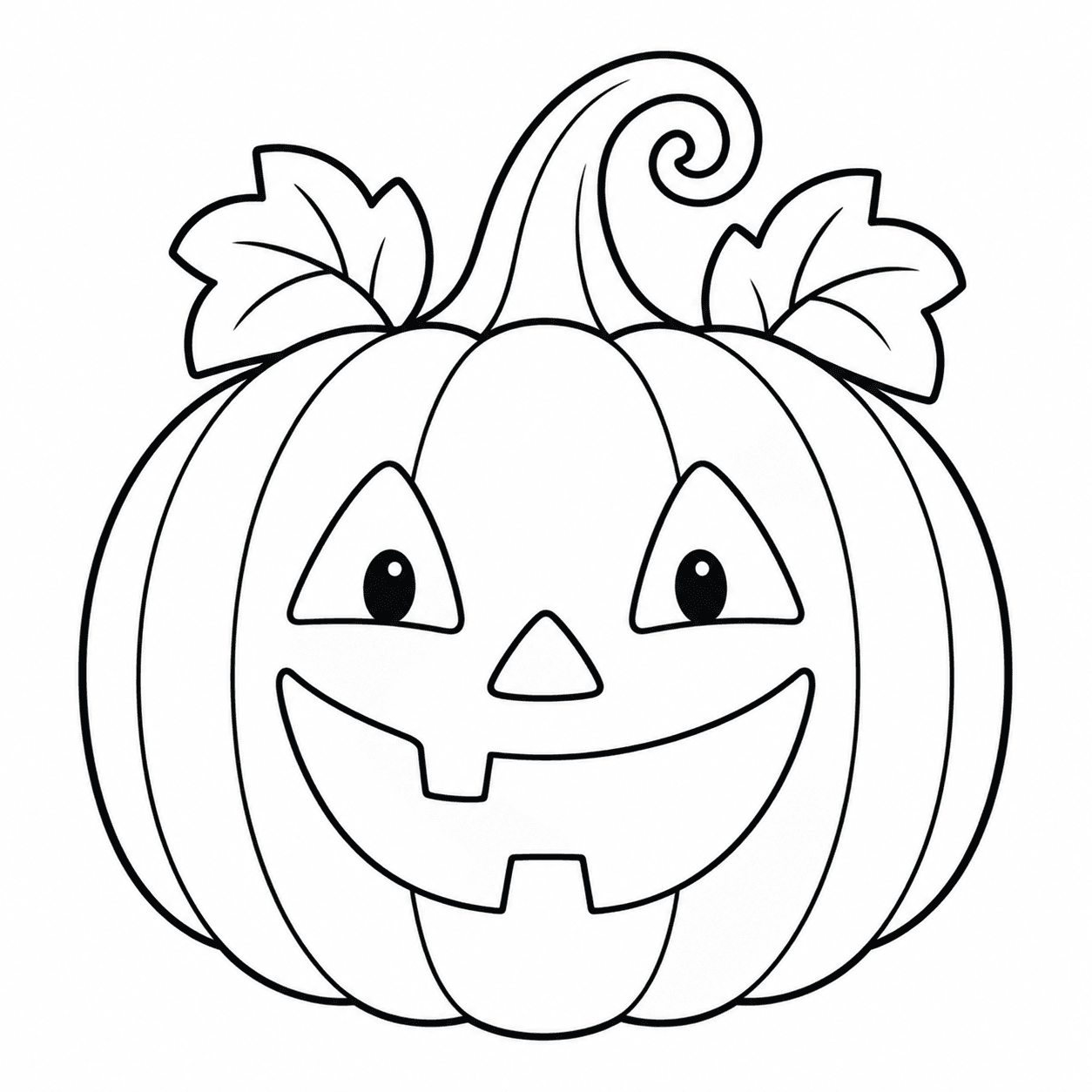Easy Halloween coloring page of a smiling pumpkin