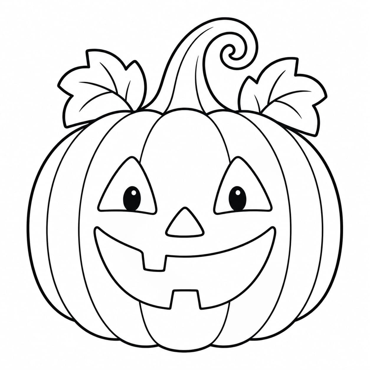 Easy Halloween coloring page of a smiling pumpkin