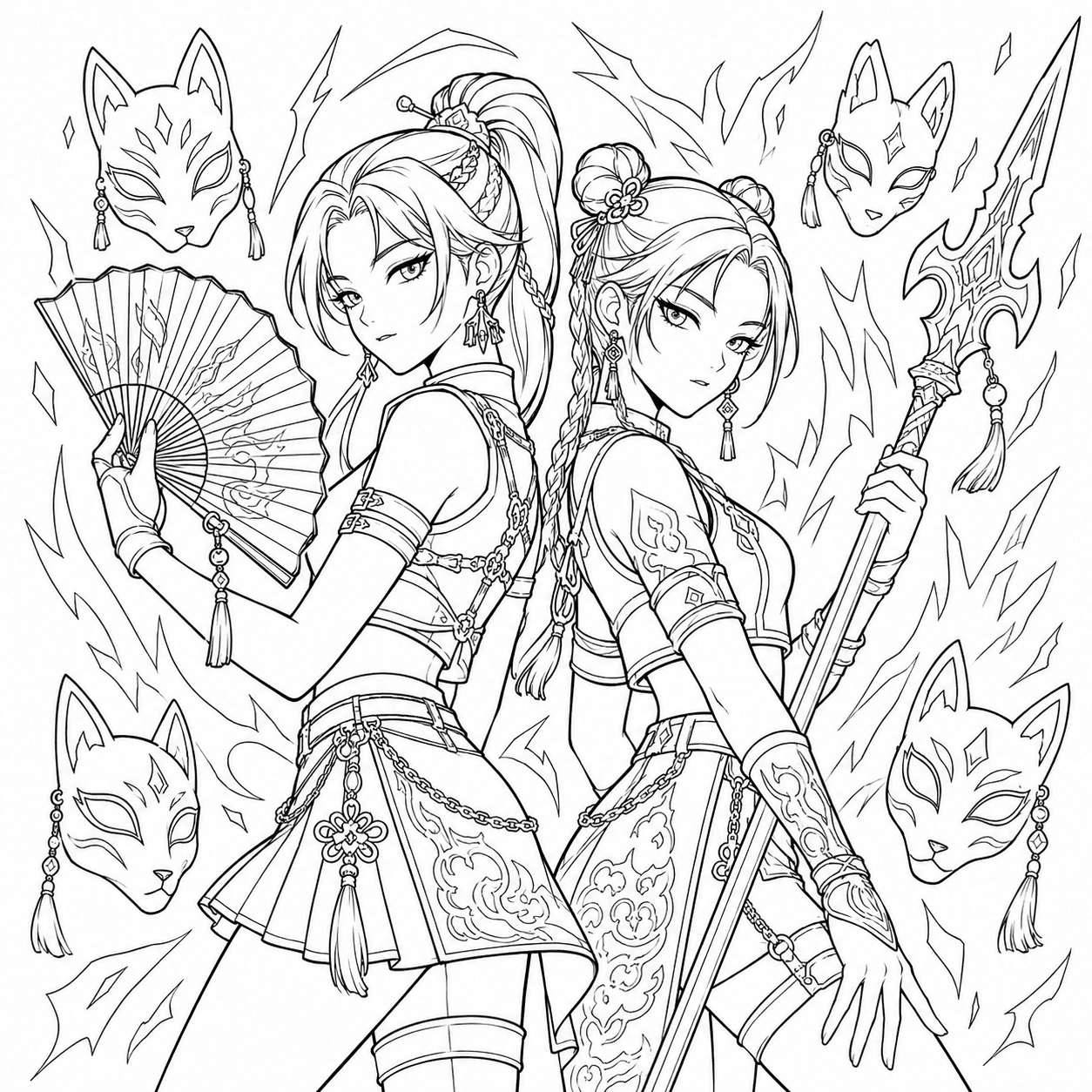 Free printable kpop demon hunters coloring page 4