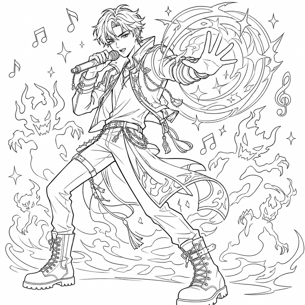 Free printable kpop demon hunters coloring page 5