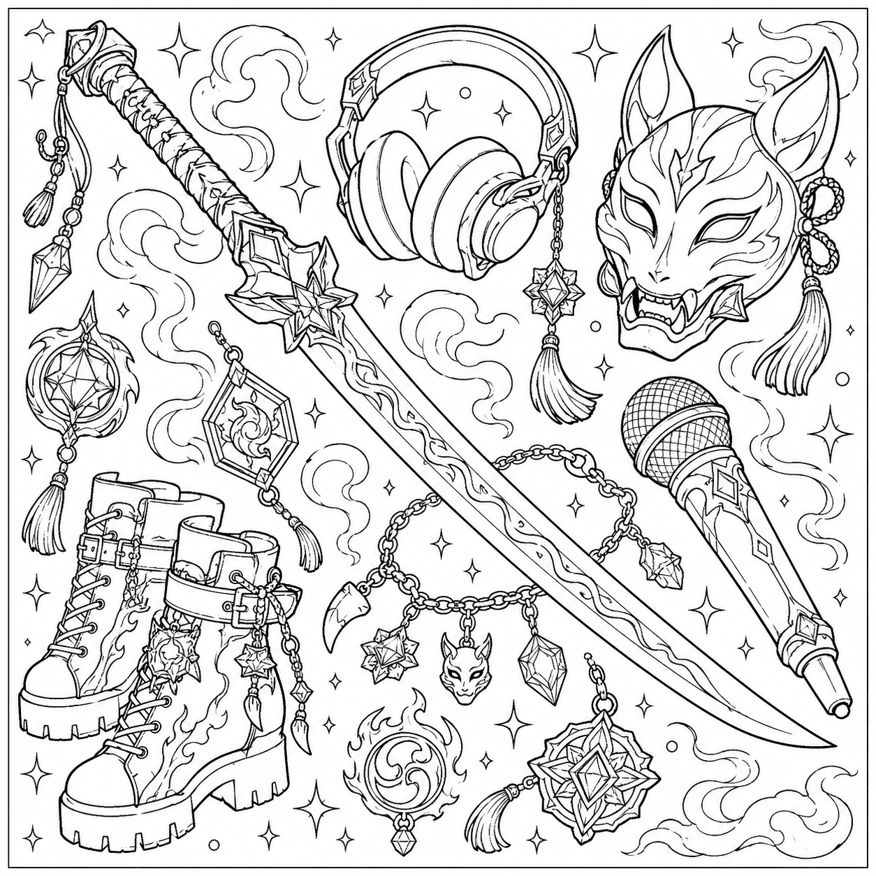 Free printable kpop demon hunters coloring page 8