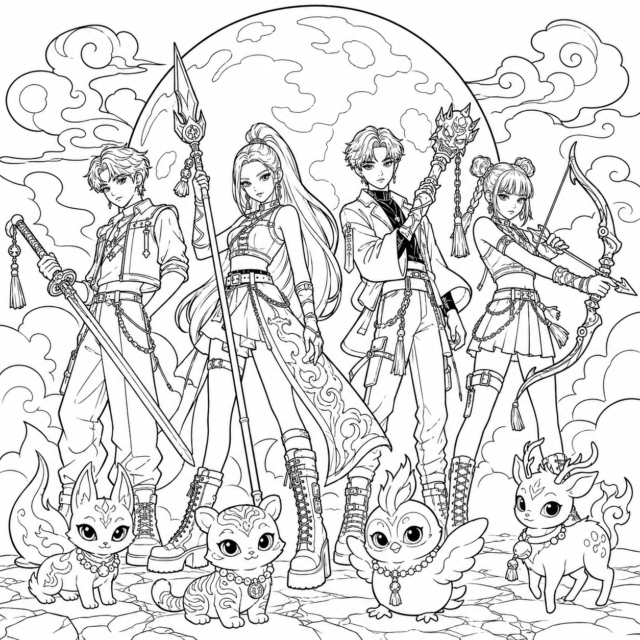 Free printable kpop demon hunters coloring page 10