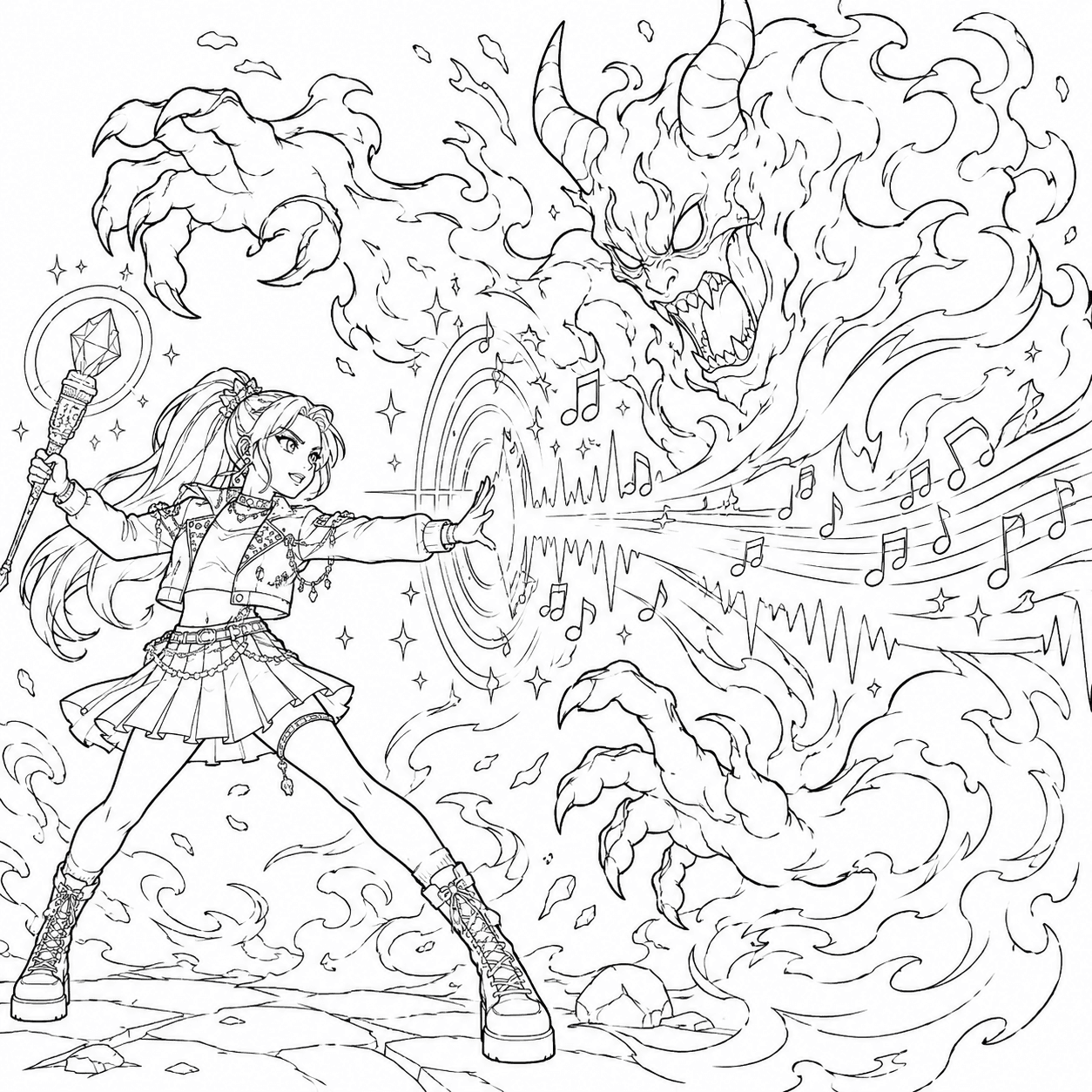 Free printable kpop demon hunters coloring page 11