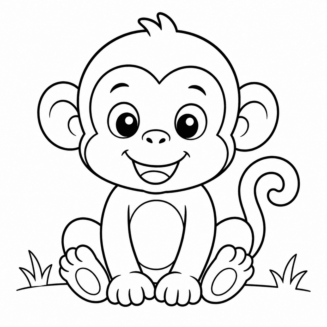 Free printable monkeys coloring page 1