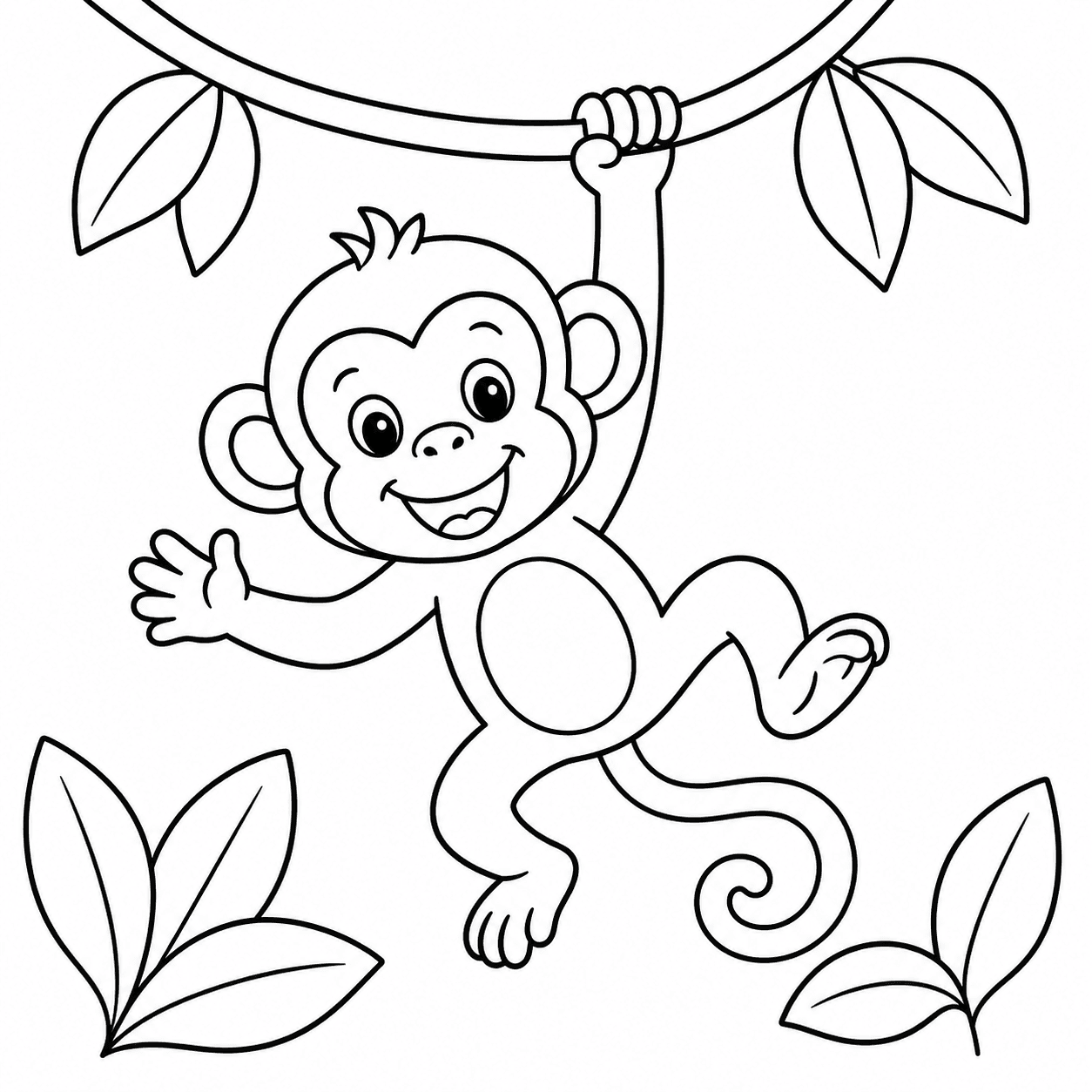 Free printable monkeys coloring page 2