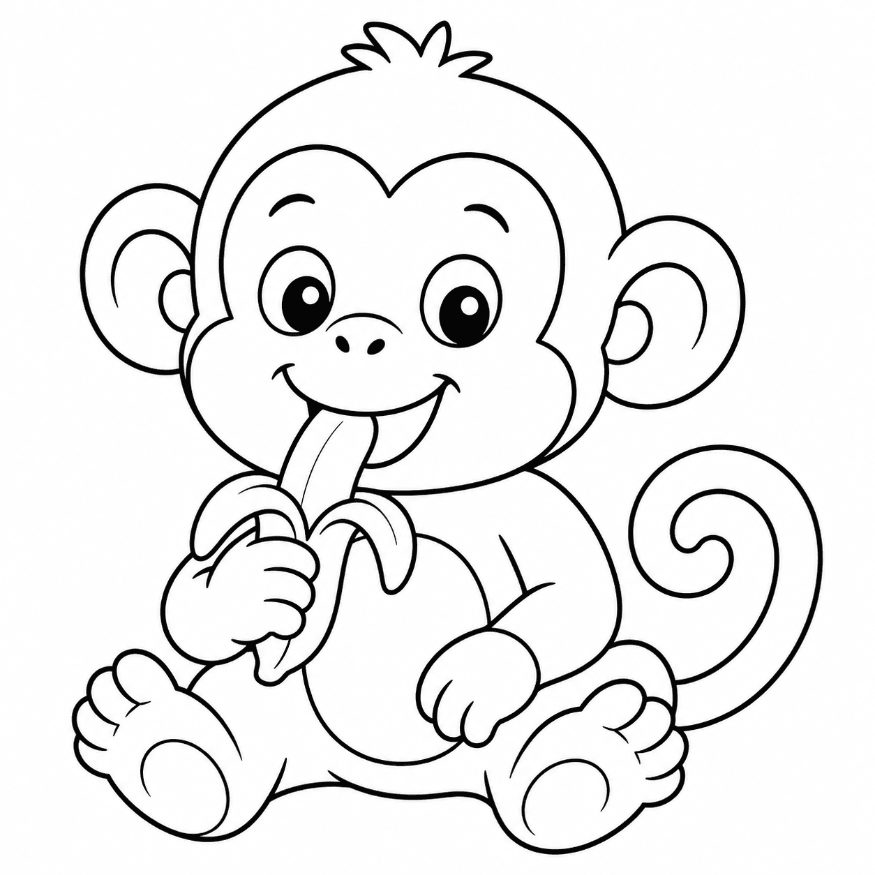 Free printable monkeys coloring page 3