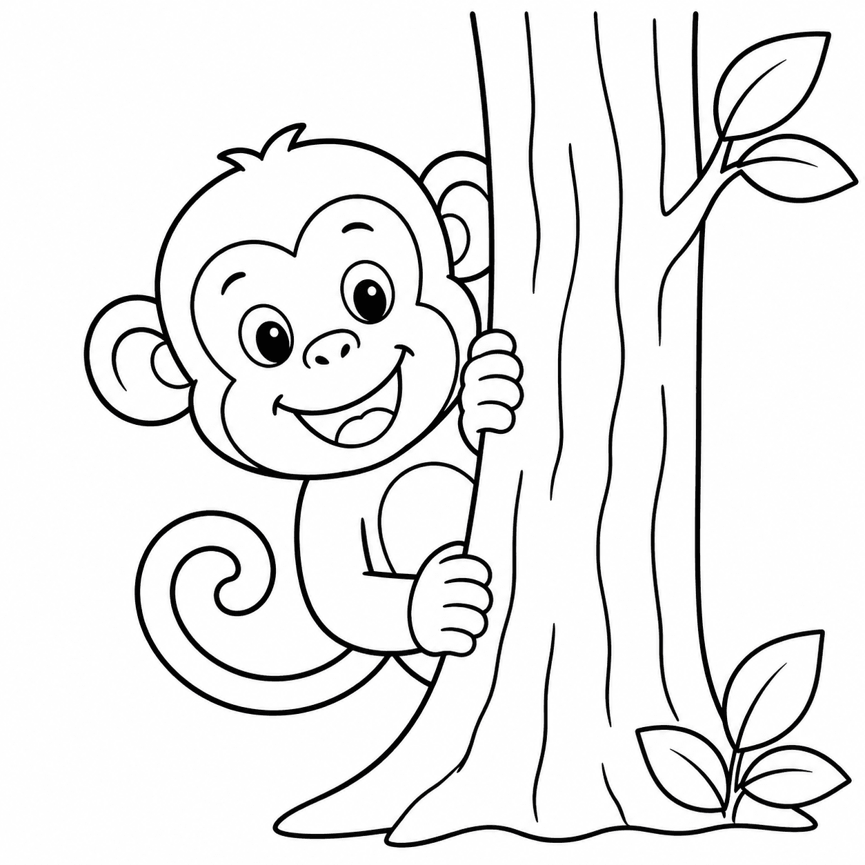 Free printable monkeys coloring page 5