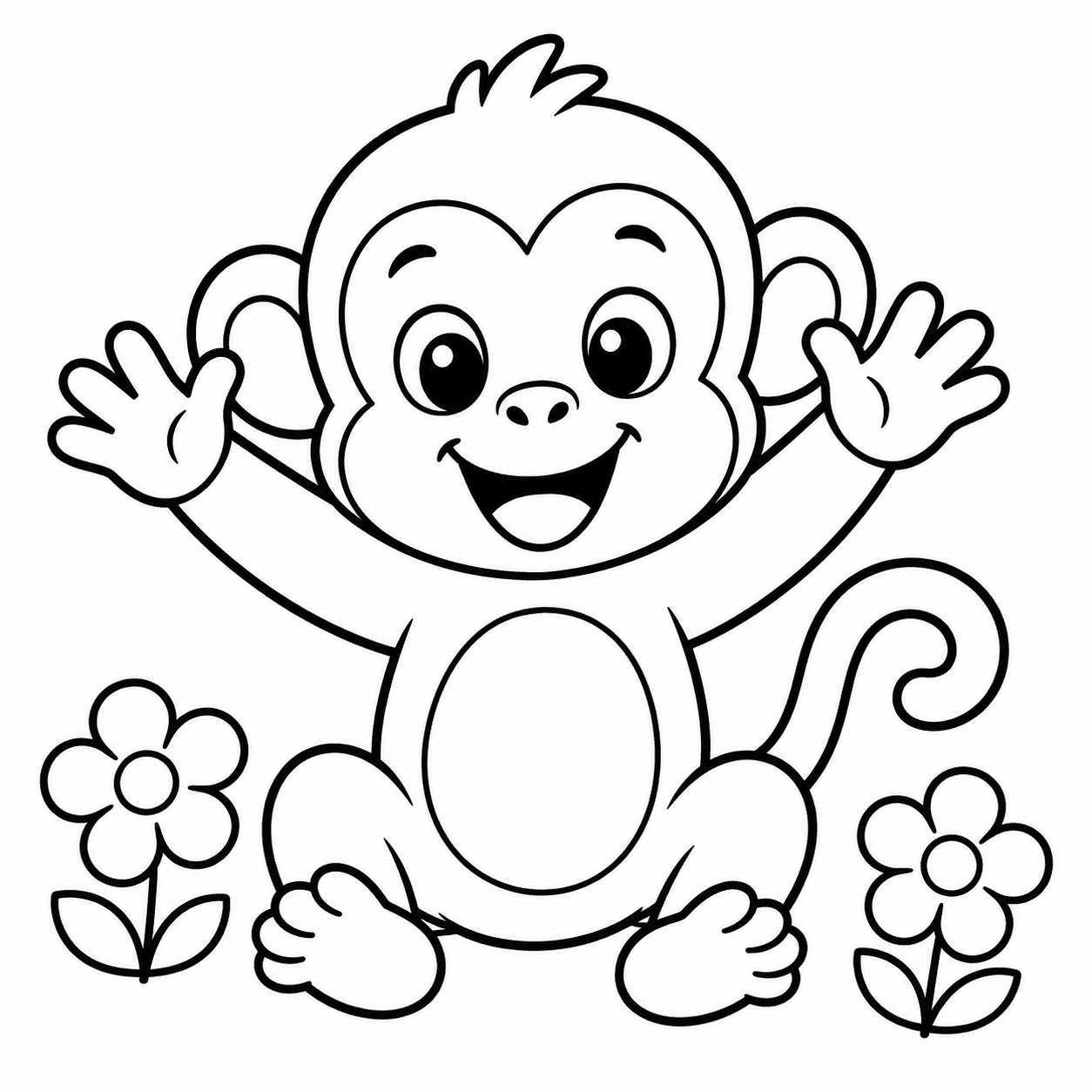 Free printable monkeys coloring page 6