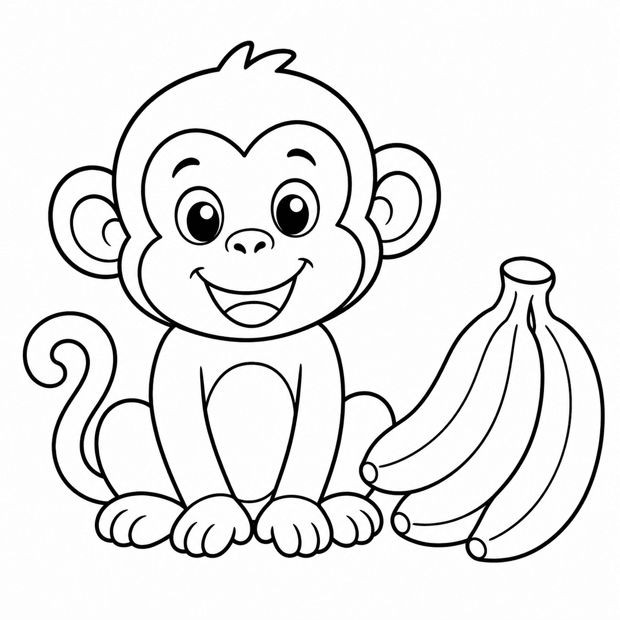Free printable monkeys coloring page 7