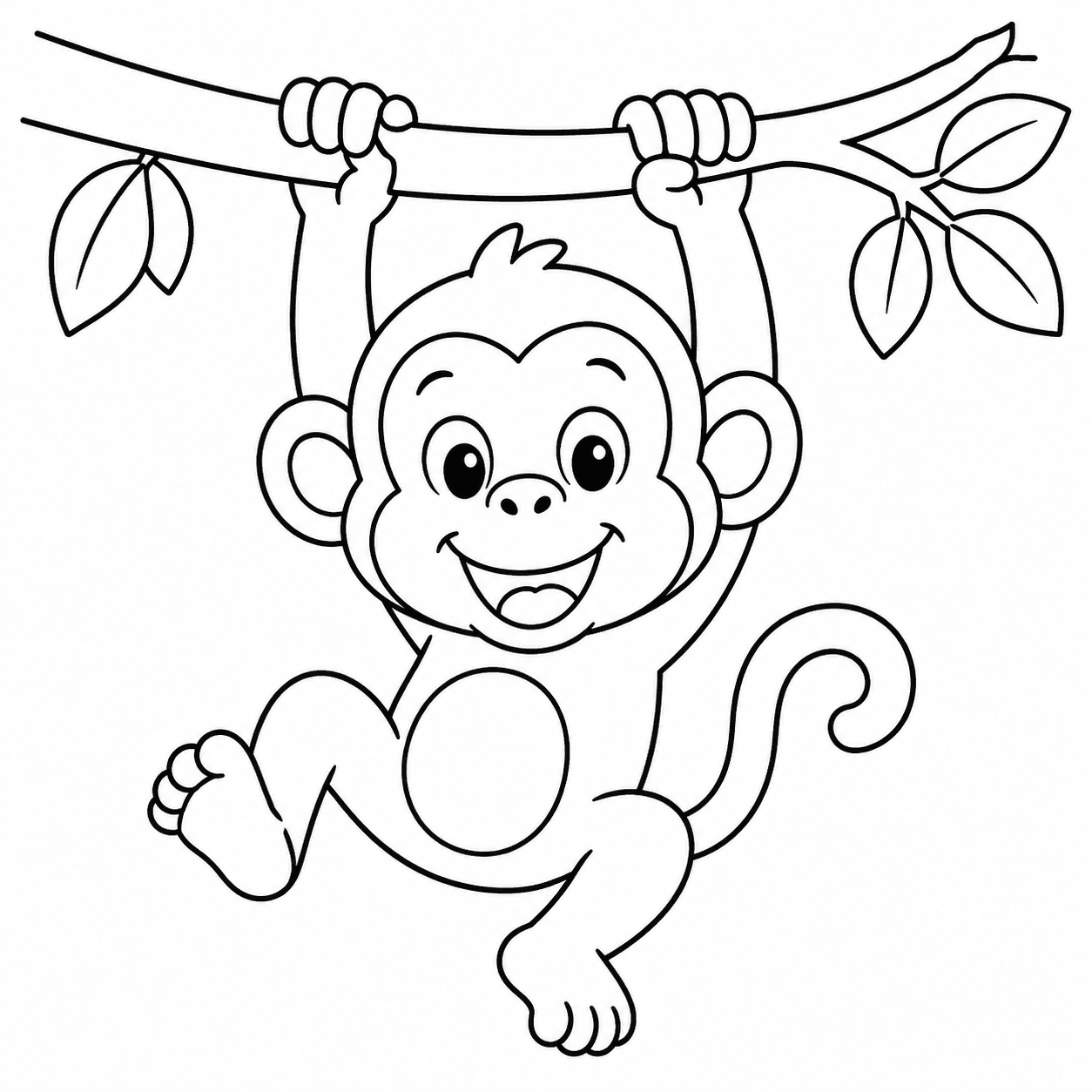Free printable monkeys coloring page 8