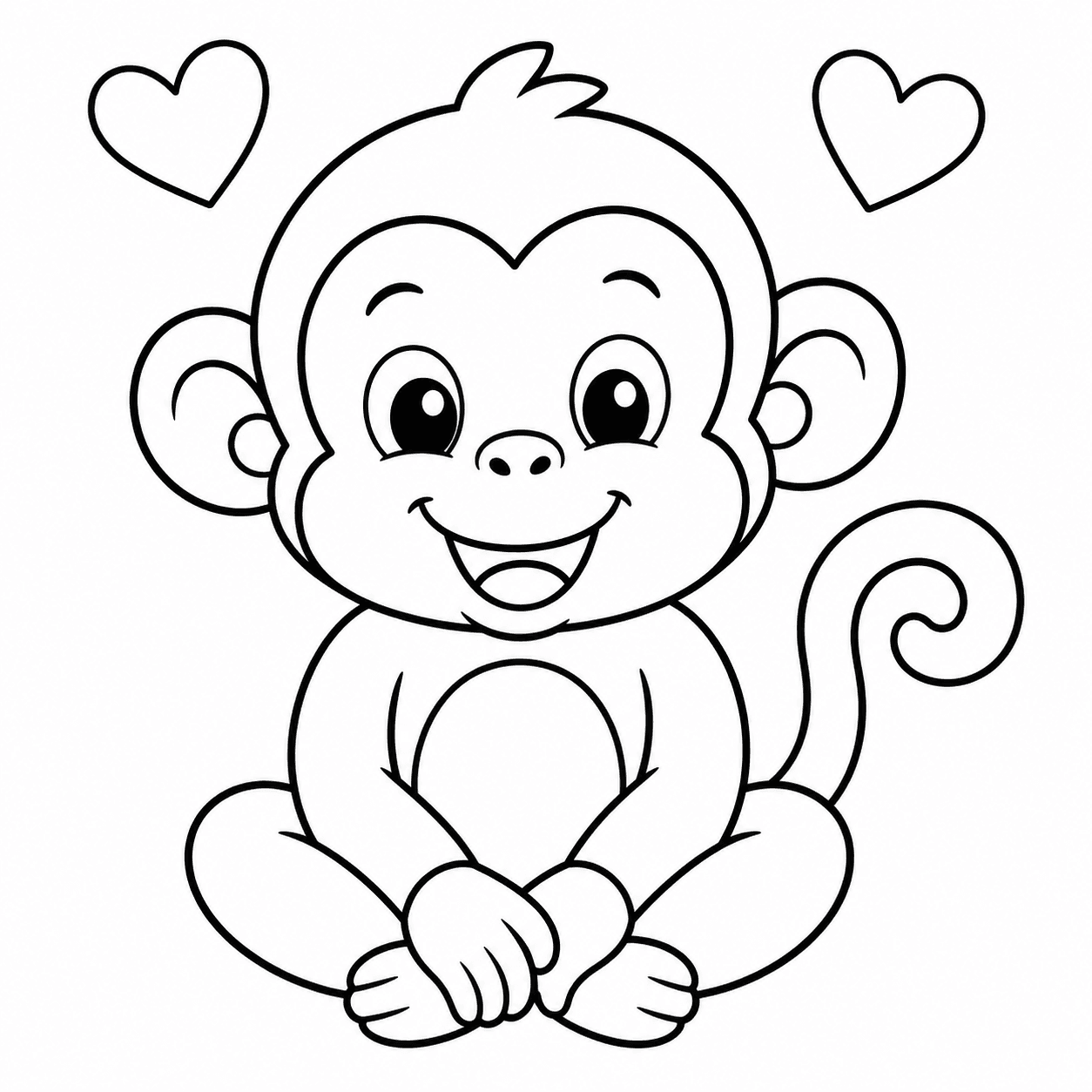 Free printable monkeys coloring page 9
