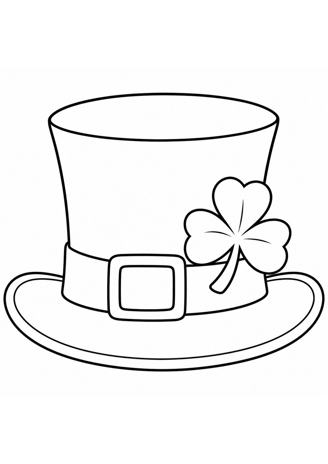 Easy St. Patrick’s Day coloring page of a festive hat with a clover